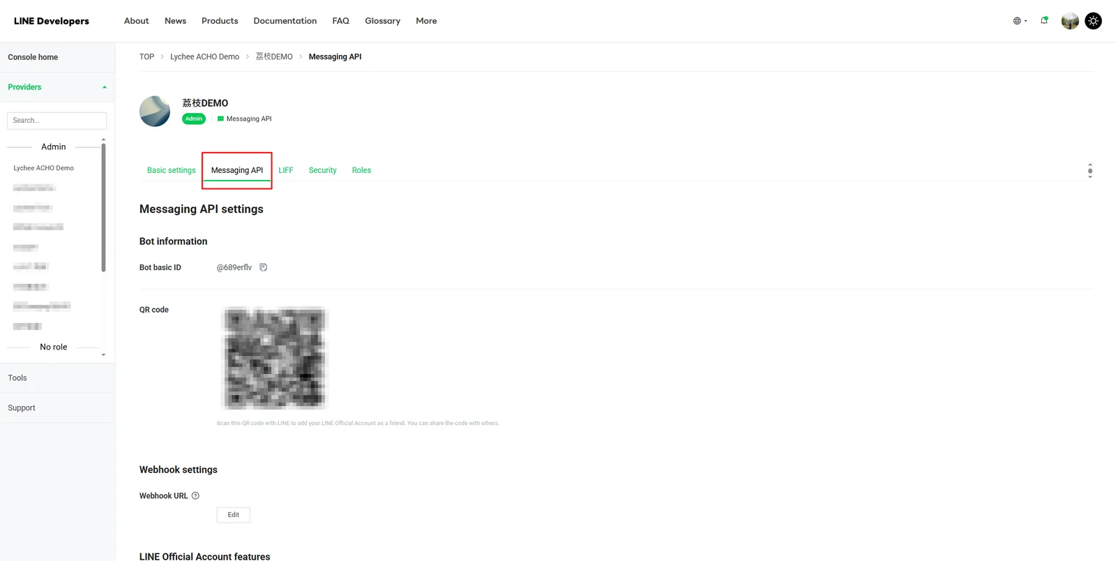點擊 Messaging API 分頁