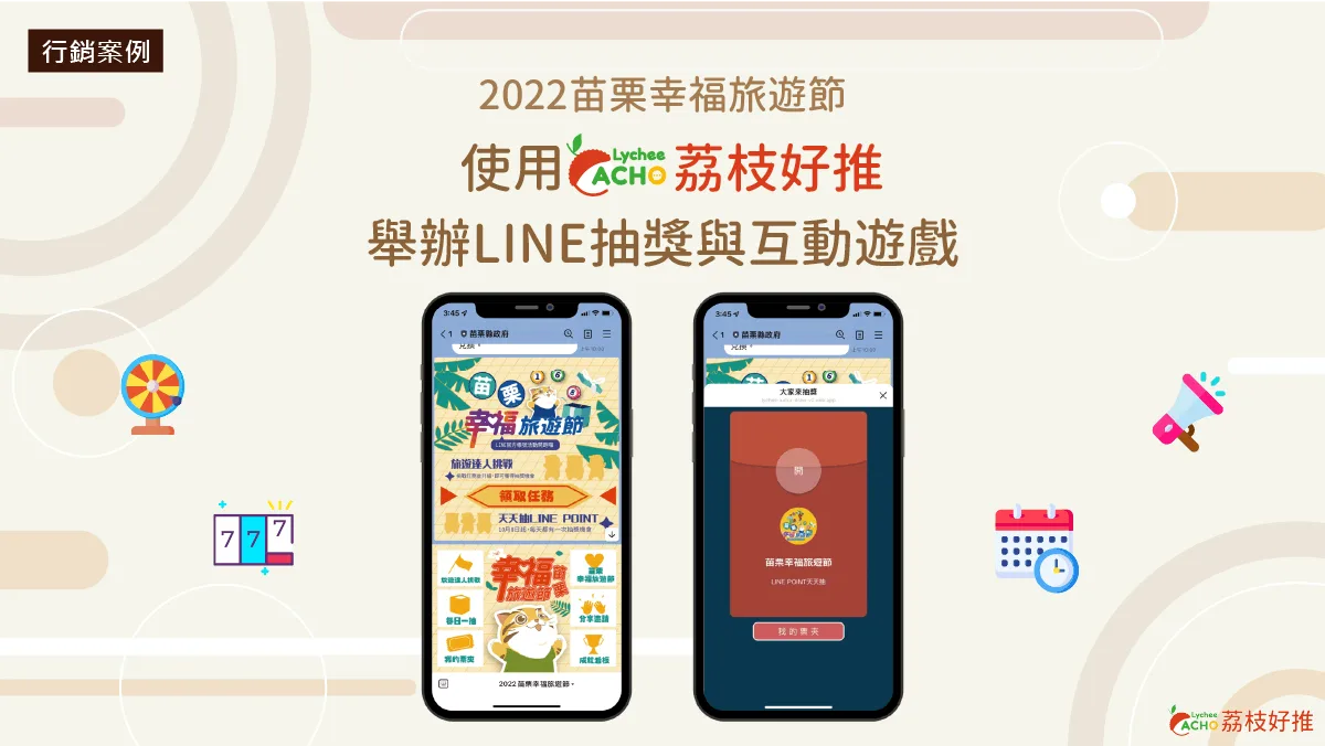 苗栗幸福旅遊節透過LINE官方帳號舉辦互動遊戲與抽獎活動